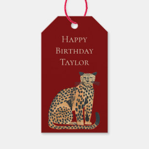 Rotcreme Gold Leopard Tier Geburtstag Geschenkanhänger