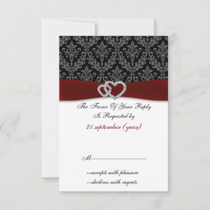 Rotdiamant-Damast-Standard 3,5 x 5 Hochzeit RSVP Karte