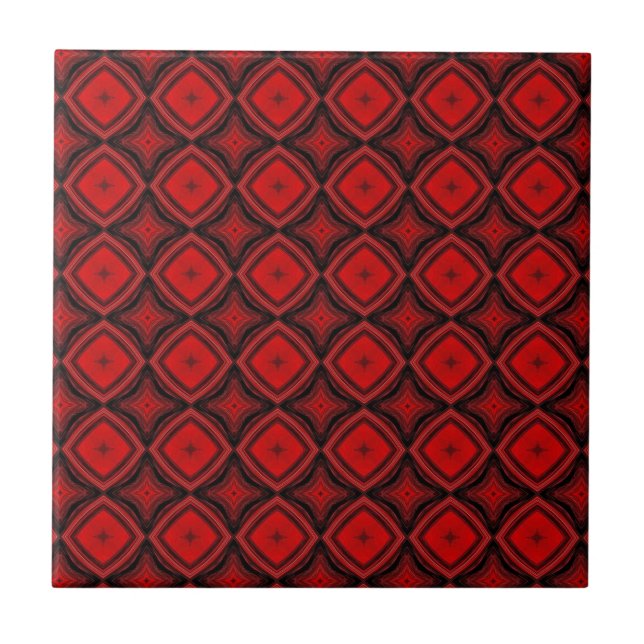 Rotdiamant Schwarz Kontrast geometrische Kunst Url Fliese (Vorderseite)