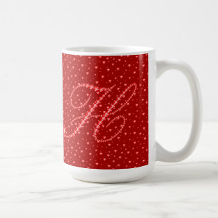 Rotdiamanten-Valentinherzen & Diamanten-Monogramm Kaffeetasse