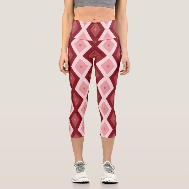 Rotdiamantenmuster Capri Leggings (Vorderseite)