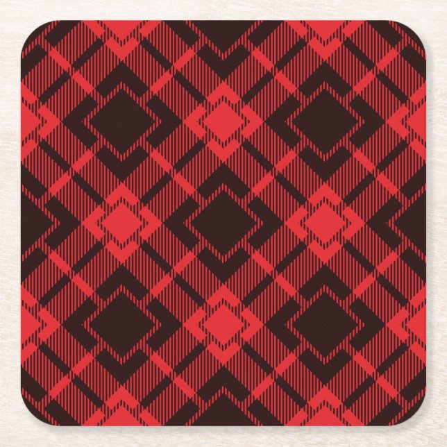 Rotdiamantenmuster Tartan Rechteckiger Pappuntersetzer (Vorderseite)
