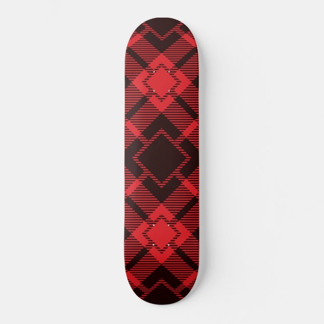 Rotdiamantenmuster Tartan Skateboard (Vorderseite)