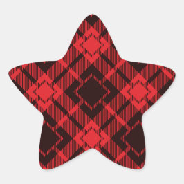 Rotdiamantenmuster Tartan Stern-Aufkleber