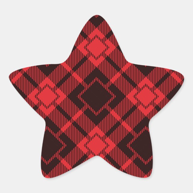 Rotdiamantenmuster Tartan Stern-Aufkleber (Vorderseite)