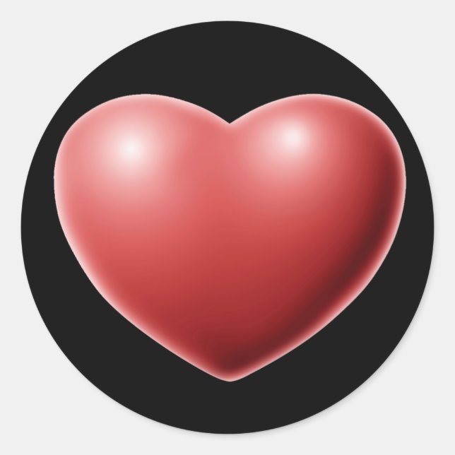 Rote, 3D-Liebe-Herz-Romantische, herzförmige Stick Runder Aufkleber (Vorderseite)