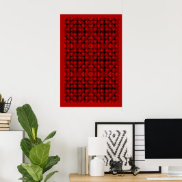 Rote 3D-optische Täuschung Geometrische Kugeln Mus Poster