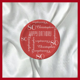 Rote 80. Geburtstagspartei Wiederholungsname Pappteller