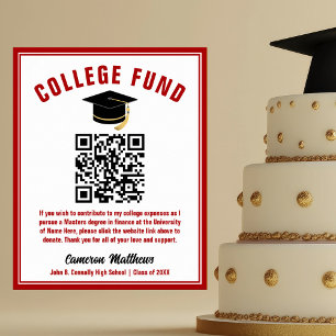 Rote Abschlussfeier College-Fonds QR-Code Poster
