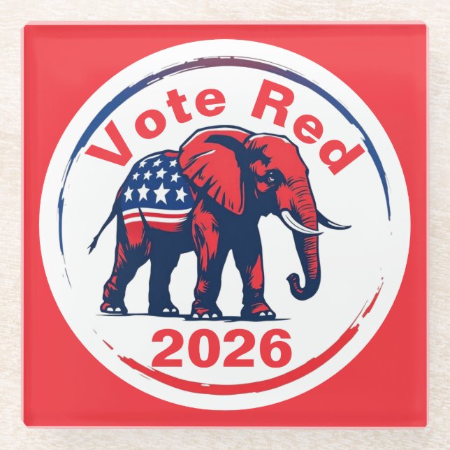 Rote Abstimmung 2026 Glasuntersetzer (Vorderseite)