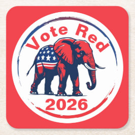 Rote Abstimmung 2026 Rechteckiger Pappuntersetzer