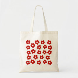 Rote abstrakte handgemalte Blumenmuster-Tasche Tragetasche