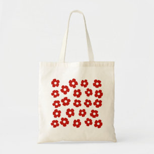Rote abstrakte handgemalte Blumenmuster-Tasche Tragetasche