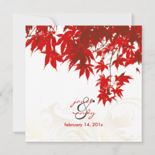 Rote Ahorn-Blätter/Hochzeit im Herbst/Farbfarbe Einladung