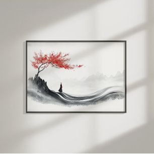 Rote Ahorn-Tinte Zen Minimalistische Wandkunst Poster