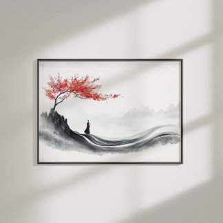 Rote Ahorn-Tinte Zen Minimalistische Wandkunst Poster