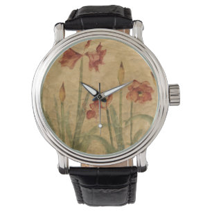 Rote Amaryllis Armbanduhr