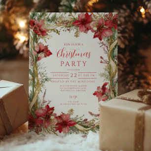Rote Amaryllis Weihnachten Einladung