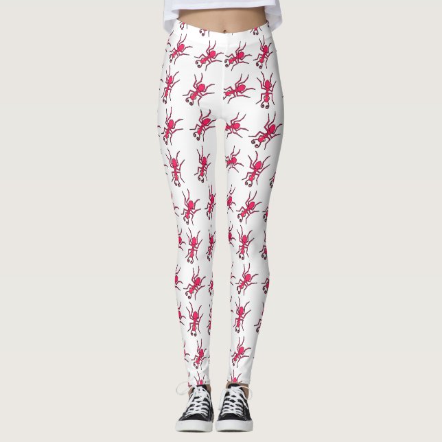 Rote Ameisen auf weißen Leggings (Vorderseite)