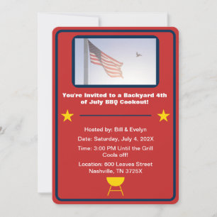 Rote amerikanische Flagge 4. Juli barbeque Einladung