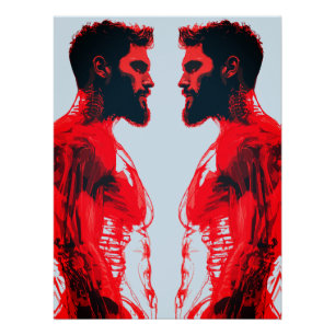 Rote Anatomie – Abstrakte Studie menschlicher Musk Poster