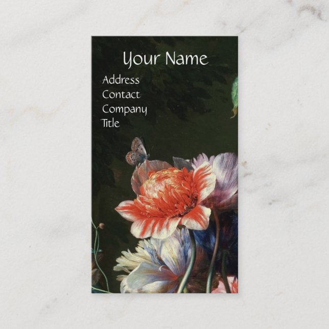 ROTE ANEMONEN, WEISSE BLUME, BAKERFLY-MONOGRAMM VISITENKARTE (Vorderseite)