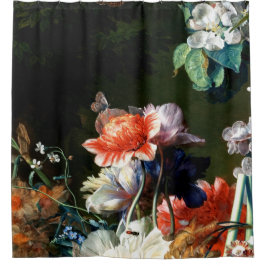 ROTE ANEMONEN, WEISSE BLUME, SCHWARZE SCHWARZE SCH DUSCHVORHANG