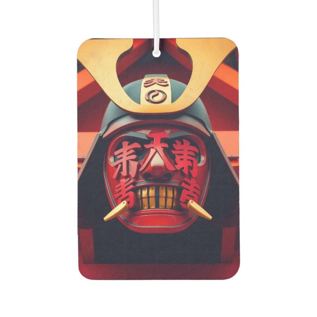 Rote Anime-Samurai-Maske Autolufterfrischer (Vorderseite)