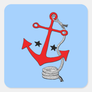 Rote Anker (für) Quadratischer Aufkleber