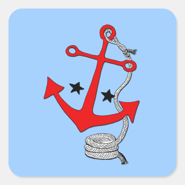 Rote Anker (für) Quadratischer Aufkleber (Vorderseite)