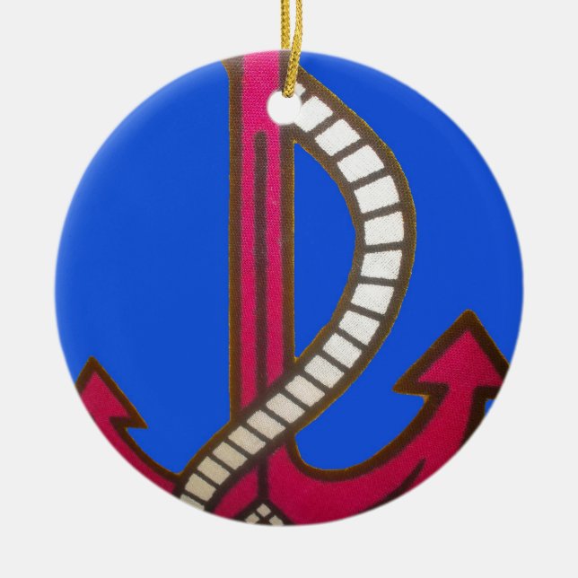 Rote Ankerkunst Print Keramik Ornament (Vorne)