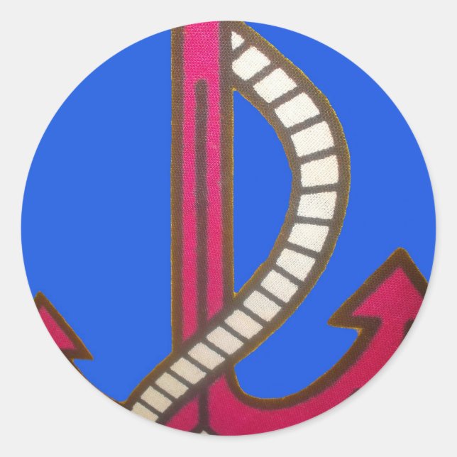 Rote Ankerkunst Print Runder Aufkleber (Vorderseite)