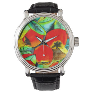 Rote Äpfel Aquarellmalerei Armbanduhr