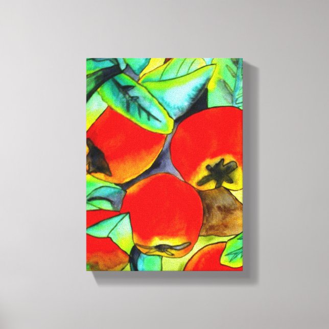 Rote Äpfel Aquarellmalerei Leinwanddruck (Vorderseite)