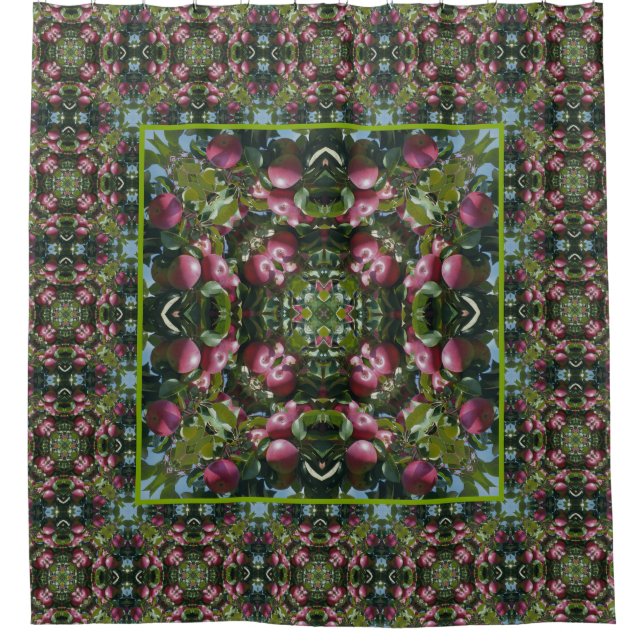 Rote Äpfel auf Baumart Duschvorhang (Vorderseite)