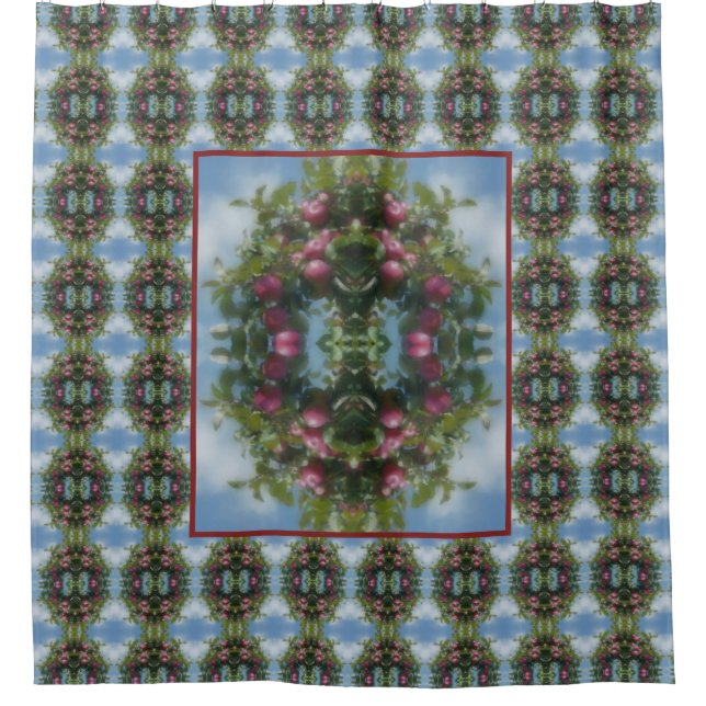 Rote Äpfel auf Baummalerei Abstrakt Duschvorhang (Vorderseite)