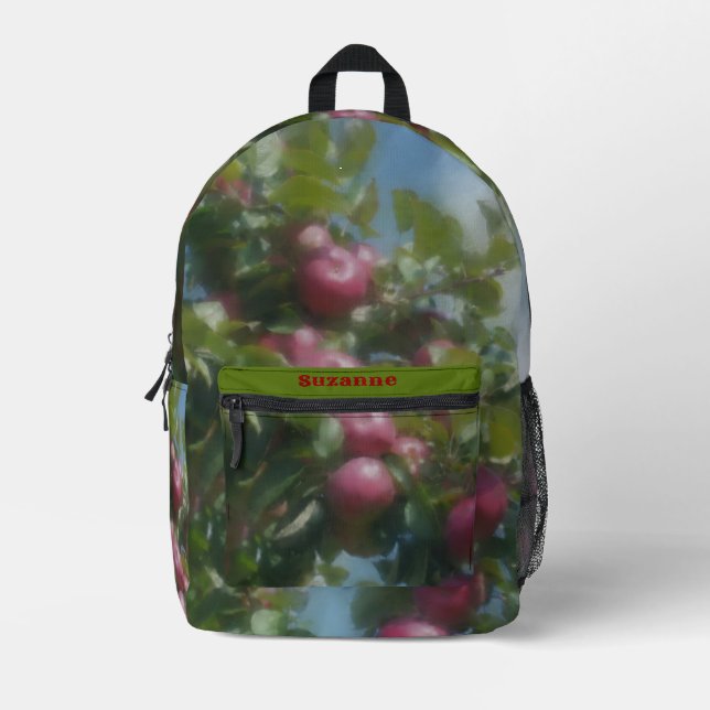 Rote Äpfel auf Baummalerei Bedruckter Rucksack (Vorderseite)