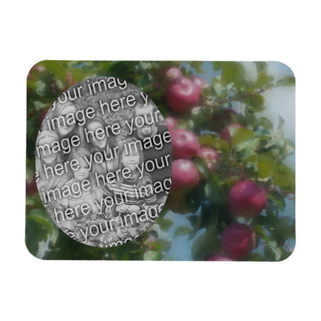 Rote Äpfel auf Baummalerei hinzufügen Ihr Foto Magnet (Horizontal)