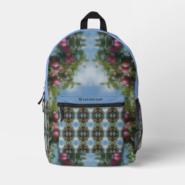 Rote Äpfel auf Baummalerei Personalisiert Bedruckter Rucksack (Vorderseite)