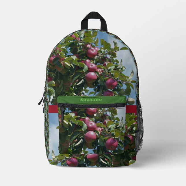 Rote Äpfel auf dem Baumland Personalisiert Bedruckter Rucksack (Vorderseite)