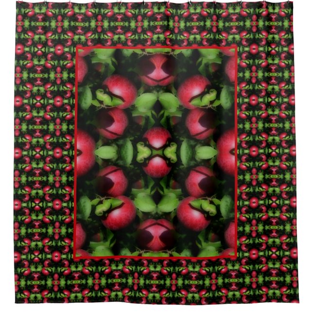 Rote Äpfel auf der Baumnatur Abstrakt Duschvorhang (Vorderseite)