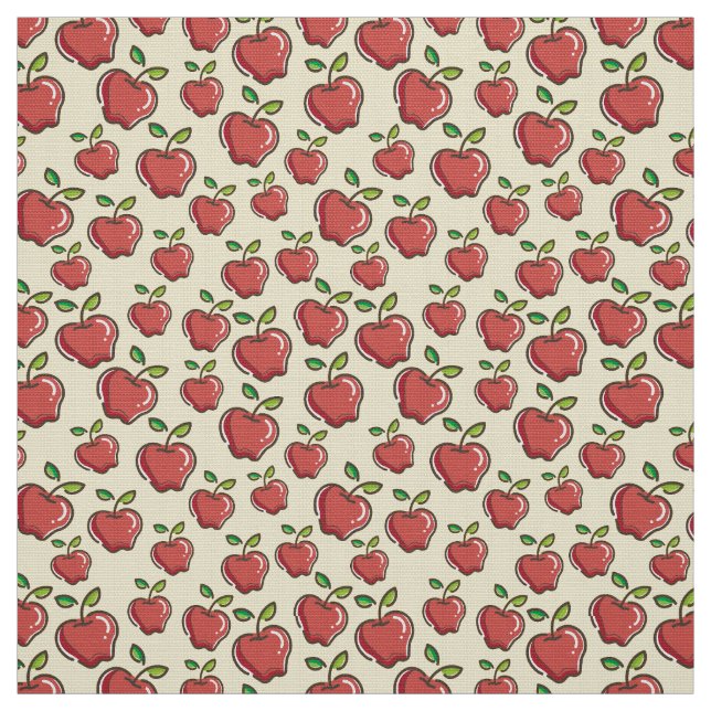 Rote Äpfel auf gelbem Hintergrund Design Art Stoff (Muster)