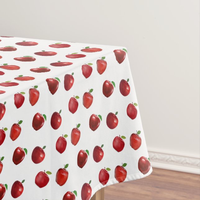 Rote Äpfel auf Weiß Tischdecke (Beispiel)