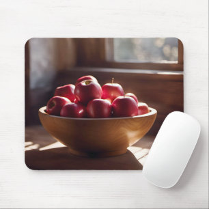Rote Äpfel aus Holz Mousepad