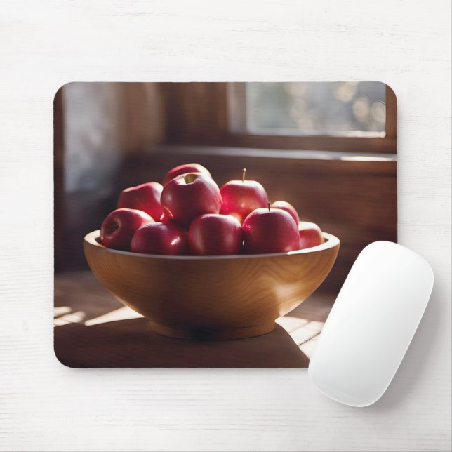 Rote Äpfel aus Holz Mousepad (Mit Mouse)