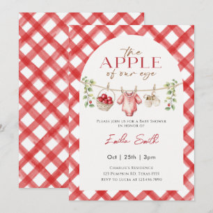 Rote Apfel-Baby-Wäscheleine Herbst-Baby-Party Einladung