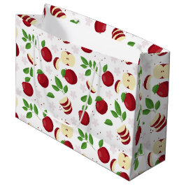 Rote Äpfel, Blüten und Grünmuster Große Geschenktüte