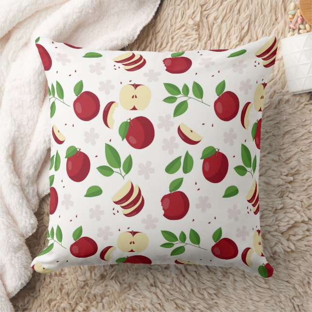 Rote Äpfel, Blüten und Grünmuster Kissen (Decke)