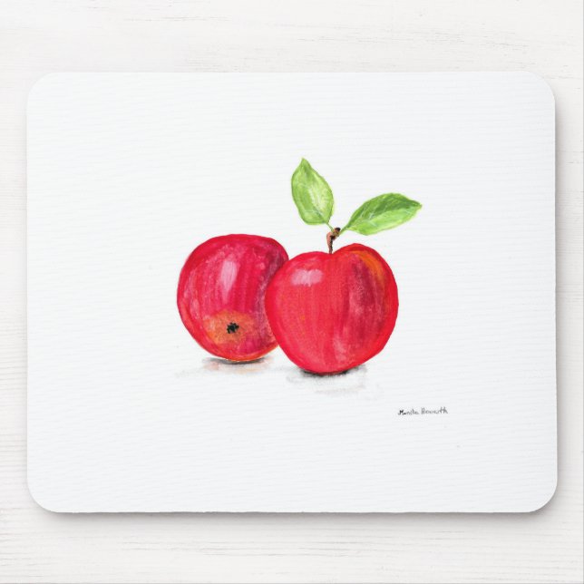 Rote Äpfel fruchtiges Wasserfarben-Lehrergeschenk Mousepad (Vorne)