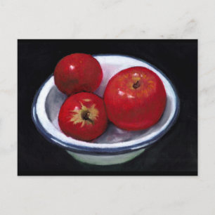 ROTE ÄPFEL IM ÖLPASTEL ART POSTKARTE